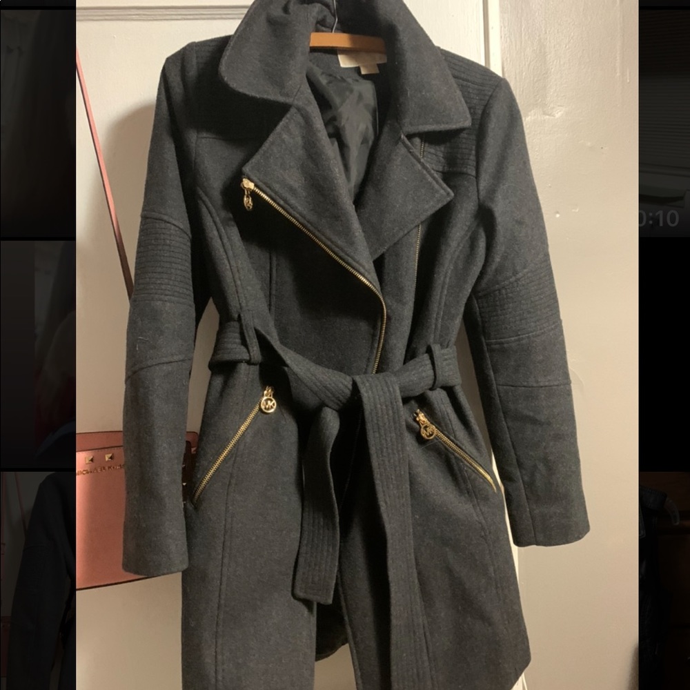 MICHAEL Michael Kors Wool Zip Front Coat w/ belt